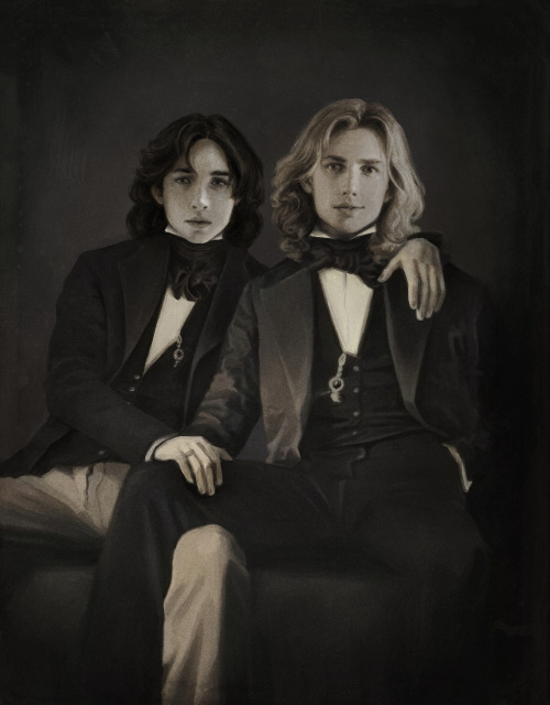 sheepskeleton-art:daguerreotypeA commission for @smas405 - a faux daguerreotype of Lestat and Louis 