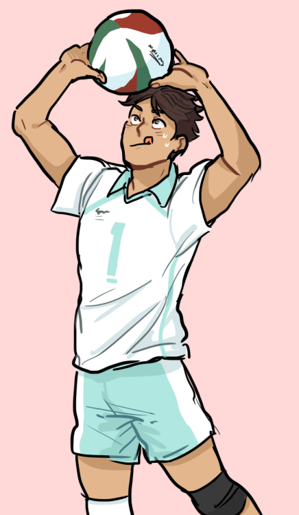slimyhipster:  i barely draw oikawa actually PLAYING volleyball so like… here u go…