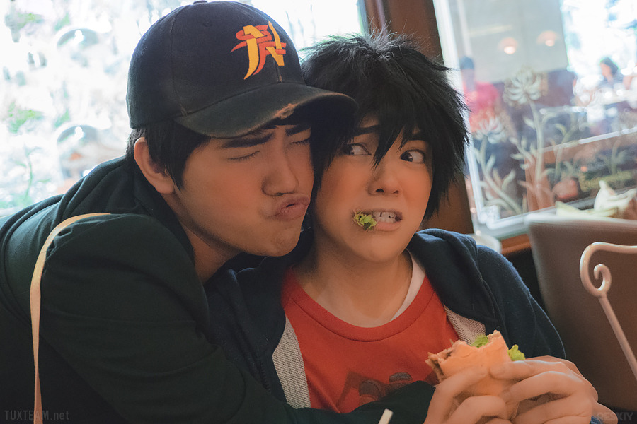 behindinfinity:  A slice of life from San Fransokyo's Lucky Cat Cafe Big Hero 6 cosplayHiro •  Jin (me) /