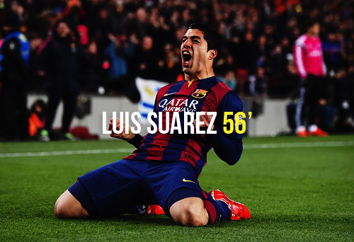dailyfcb: FC Barcelona net 2 goals against Real Madrid during El Clasico on La Liga 2014/15 at Camp Nou on March 22, 2015 and are on the top of the table with 68 points.