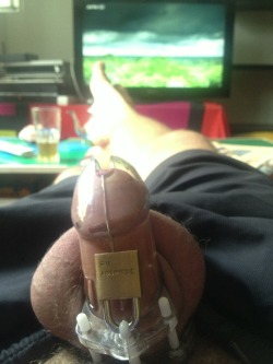 strapboi86:  Relaxing on a saturday afternoon! Being in chastity makes me spend my time better. I used to wank in any free minute I had…   So gehts mir auch :-)
