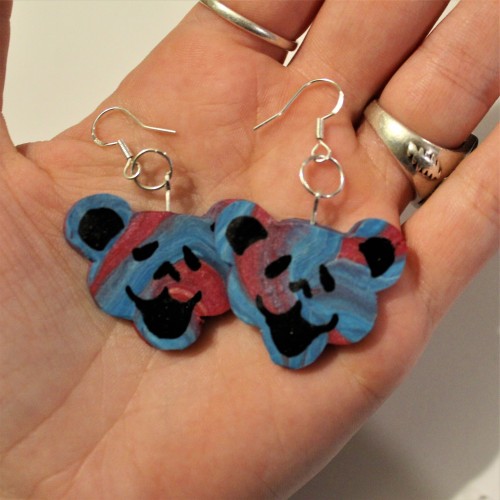 Sterling Silver handmade Grateful Dead Inspired Bear Earrings~Available at etsy.com/shop/TerrapinPer