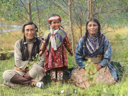  Samson Beaver, his wife Leah, and their daughter Frances Louise, in Canada, 1907. Colorized by Sanna Dullaway  Nudes &amp; Noises  