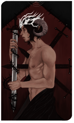 A tarot card commission I finished this week of @the-elven-commander‘s character Kyran