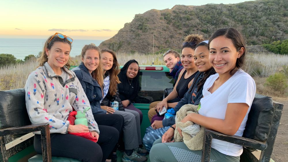 Group of Nancy Foster Scholars on the back of a truck.