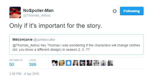 “@spritdescalier: hey Thomas i was wondering if the characters will change clothes (lol, you know a 