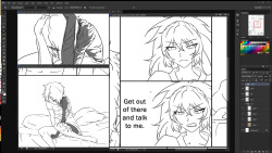 I’d set this comic aside, but in the end I decided to alter it, rework parts so it’d work with the canon. I kinda had to re-sketch a lot of it though, and I’ve got so much more work ahead that I have to re-do.I’ve been bemoaning my pain to my