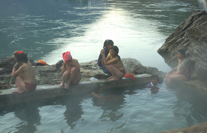 Chinese women at a hot spring.