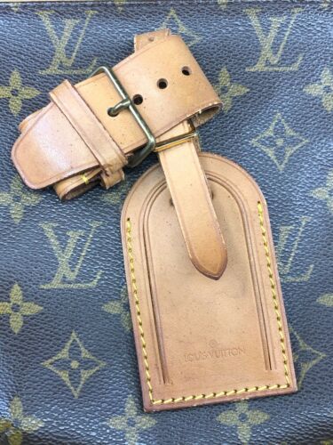 $19.99 ~ LV1878 Louis Vuitton Travel Vachetta Leather Luggage Tag With Strap Holder, Purse Accessori