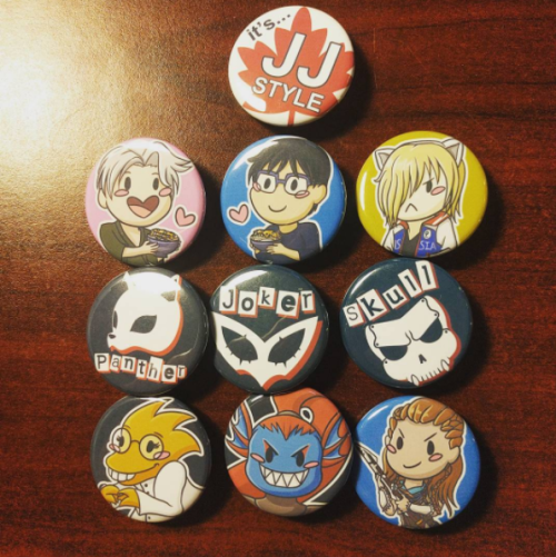 These are all my new button designs for Ottawa ComicCon this weekend, find them at booth #2219!