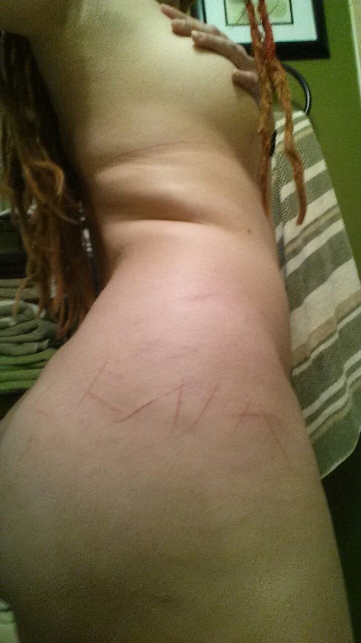 izrah420:  I didnt even notice until today but Miss Elena scratched her name into
