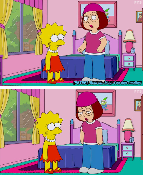 kurtiswiebe:  This perfectly summarizes why I love the Simpsons and hate Family Guy. 