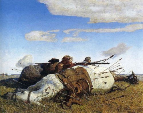N.C. WYETHBehind Simpson’s Dead MuleOil on Canvas 32.375″ x 40.375″