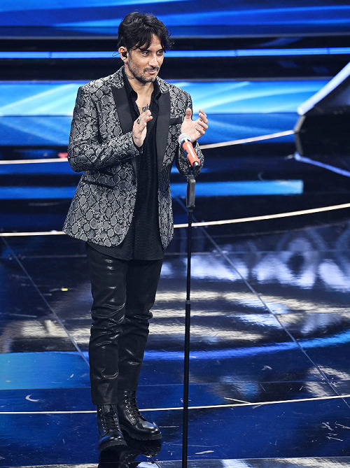 sanremo2022:Fabrizio Moro attends the 72nd Sanremo Music Festival 2022 at Teatro Ariston on February