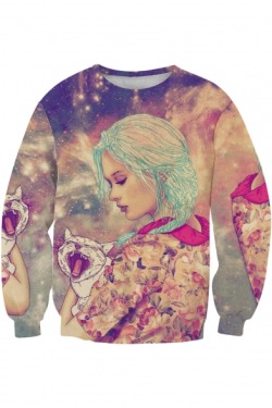 sweetlysomentality: Trendy Cool 3D Sweatshirts  Girl with Cat  //  Smoking Man  Wolf  //  Fire Cat  Tie Dye Horse  //   Cartoon Pattern  Blue Galaxy  //   Purple Galaxy  Fire Galaxy  //   Purplish Red Galaxy Which one is your fav? 