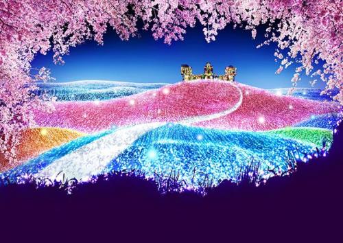 神奈川「さがみ湖イルミリオン」で夜桜イルミネーション開催 - 約2,000本の桜と光の競演