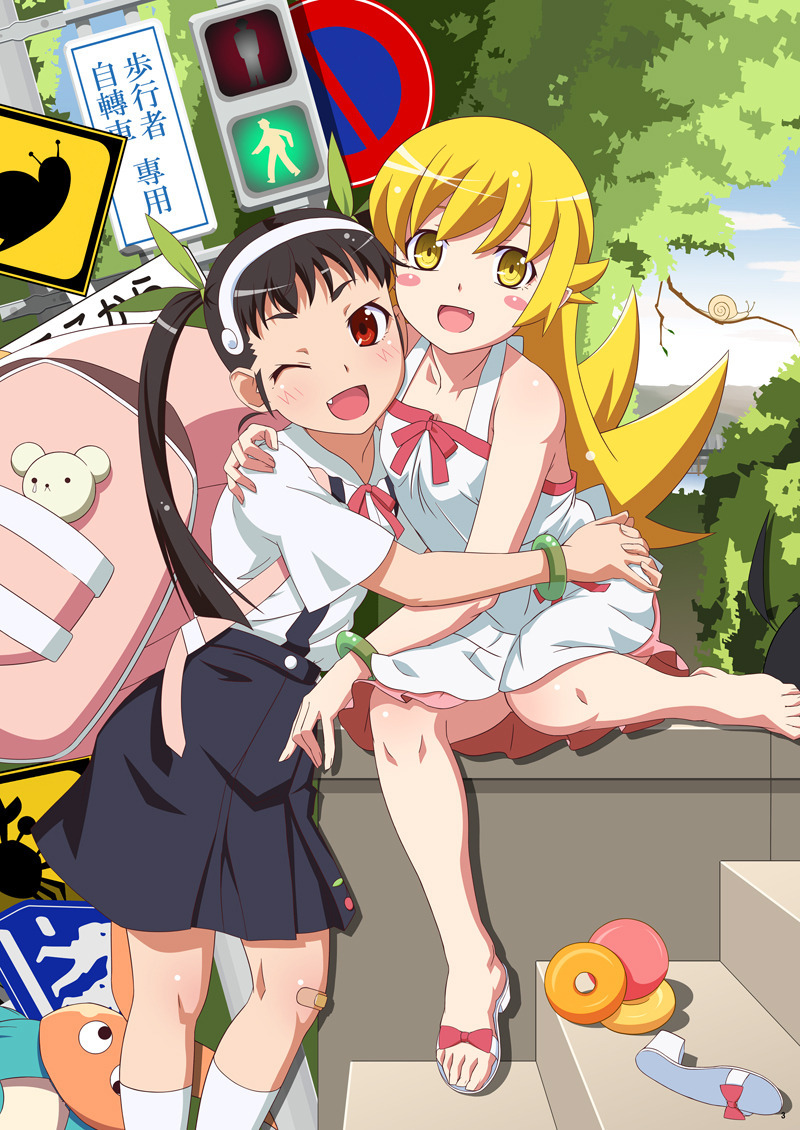 globalanimepictures:  Mayoi Hachikuji y Shinobu Oshino Bakemonogatari 