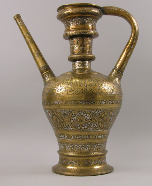 Ewer, Islamic ArtMedium: Brass; inlaid and engraved with silver, copper, and black compound.Edward C