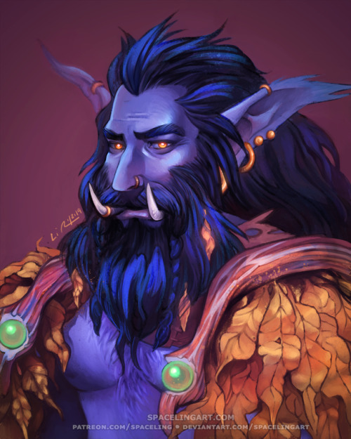 spacelingart:Older Dru’AzulI finally finished this portrait, goodness!It’s my half-troll half-night 