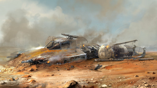 cinemagorgeous:  Tributes to the ruined vehicles of Star Wars, by artist Tysen Johnson. 