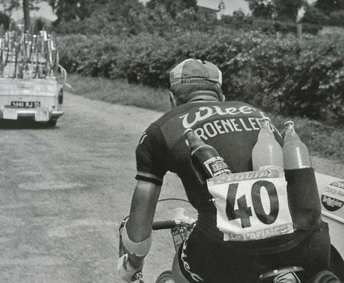 cadenced:  The water carrier….Belgian rider Rene Van-Meenen photographed during the 1963 Tour de Fra