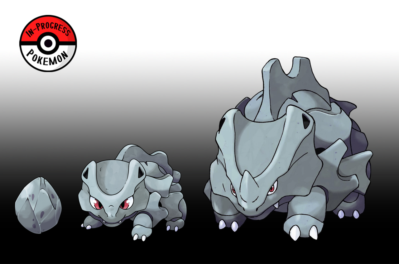 In-Progress Pokemon Evolutions — #111 Baby - Rhyhorn eggs are heavy and  rock-like,...