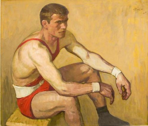 alanspazzaliartist:Portrait of Weightlifting Champion, V. RybkinGerasim Artemovich Kirakozov1965