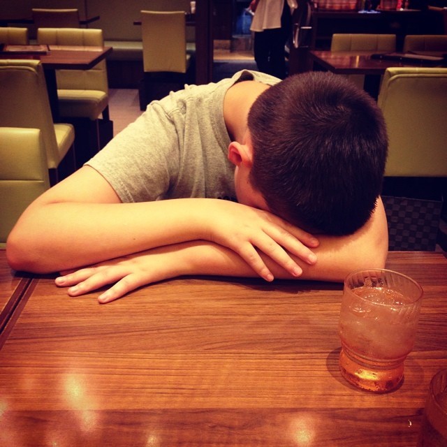 Someone is feeling the #jetlag. #travelproblems #family #japan #lilbro