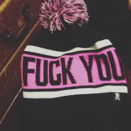 I have the coolest mom ever #hat #winter #poof #fuckyou #fuck #winterhat #curse #cursing #beanie #co