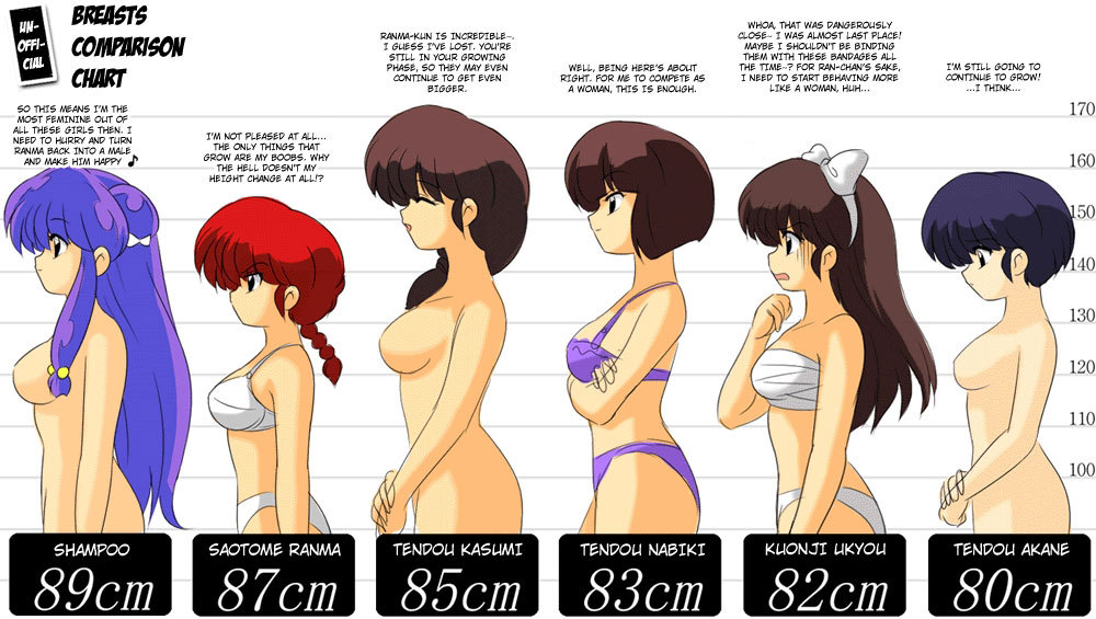 Endless Panorama on Tumblr: Proposed breast comparison chart for Ranma 1/2.  Although to be honest, in the manga, they seem to have consistently the  same