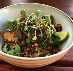 dasvegan:  Vegan Pad Thai with kelp noodles, pickled and seasonal vegetables, coriander, chilli, tempeh and nut sauce 🍜   Fort Green Northcote - Melbourne - Australia