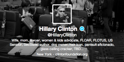 buzzfeedpolitics:Woah, Hillary Clinton is now on Twitter. Also, “pantsuit aficionado.”