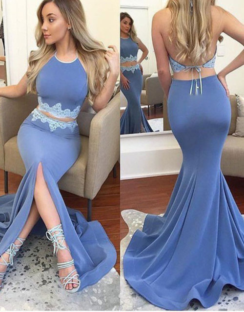 dressfor:blue two pieces prom dress    (Get this dress)