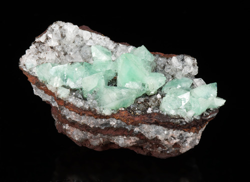 Adamite with Calcite - Ojuela Mine, Mapimi, Durango, Mexico