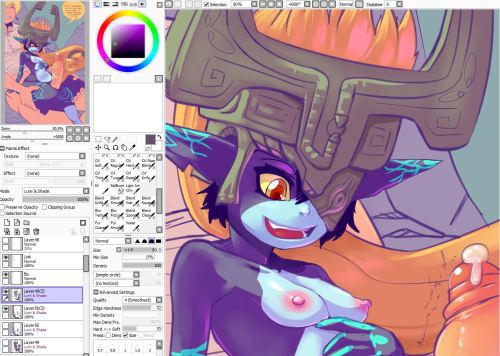 pornomagnum:  Hero Stuff comic v 2.0? In color? In progress?  must be a month of midna or something, cause everyone seems to be doodling her. ^^