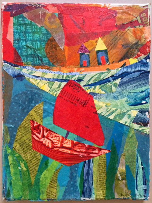 Under African Sail - collage on canvas