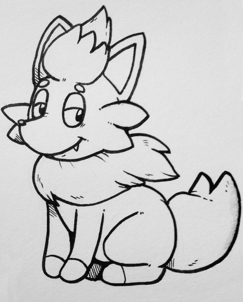   Zorua ink doodle. Paper around the tail got torn up trying to fix it oops  