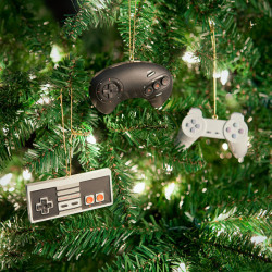 it8bit:  Classic Video Game Controller Ornament Set  This set includes four ornaments inspired by our favorite video gaming systems. We don’t need to tell you what they are because you’ll know it by looking at them and we don’t want to insult your