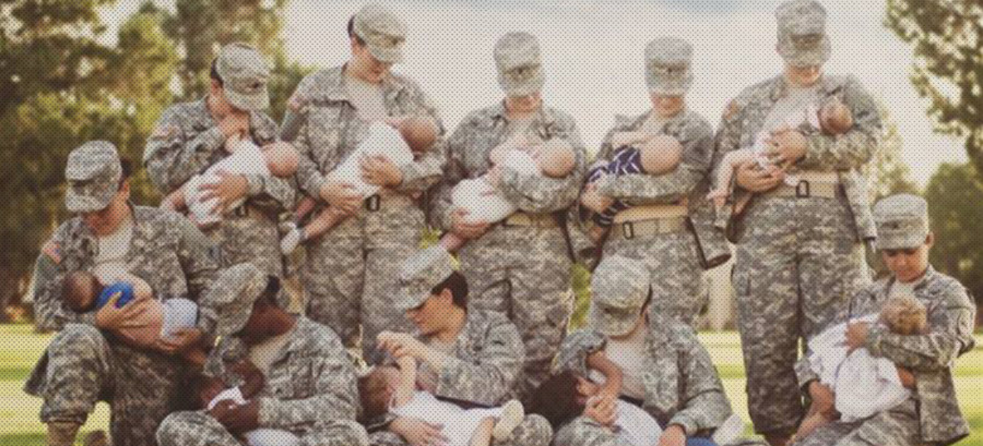 Soldiers Are Breastfeeding Their Babies In Uniform, Yeah WOMEN Soldiers, AssholeYou read “soldiers” and thought "men" didn’t you? Bet.