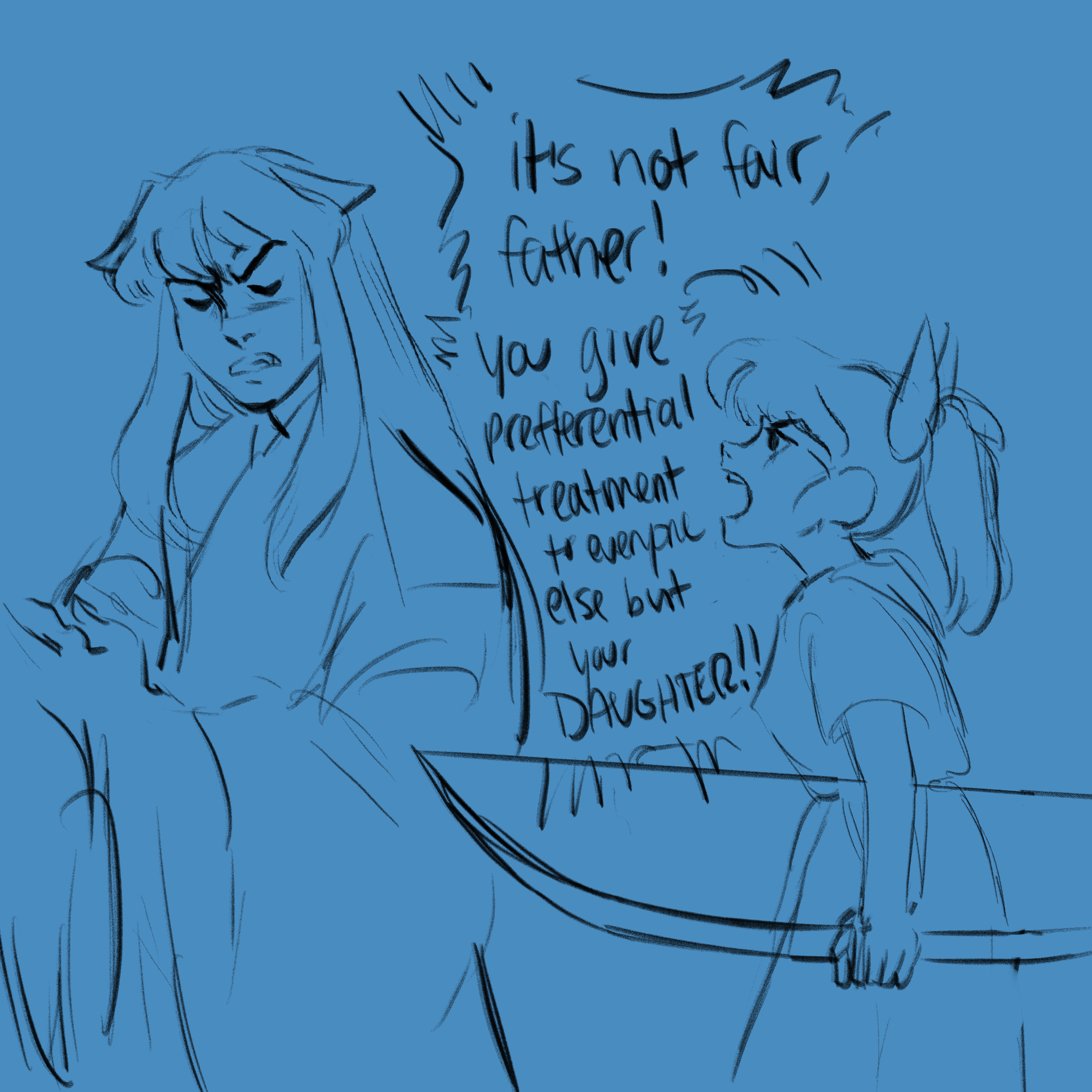 alitan99:So I had this made up scene in my head. Moroha wants to help protect her