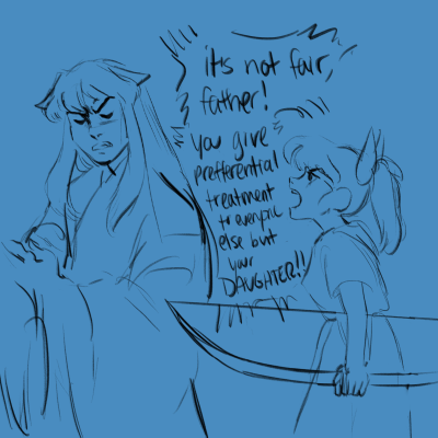 alitan99:So I had this made up scene in my head. Moroha wants to help protect her