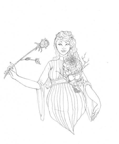Yavanna, giver of fruits.  Again. So when I was getting ready to color Yavanna I just felt like