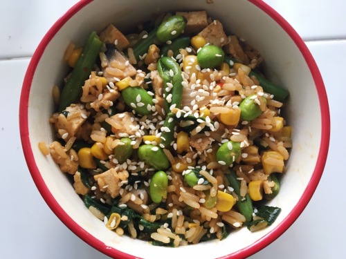 veggieprincess:finally made myself a vegan fried rice after craving it for so long I added green bea