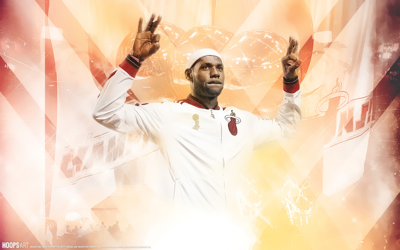 hoopsart:  LeBron James ring ceremony, Miami Heat 