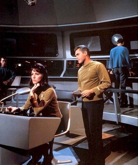 trekcore: Jeffrey Hunter and Majel Barrett filming “The Cage”