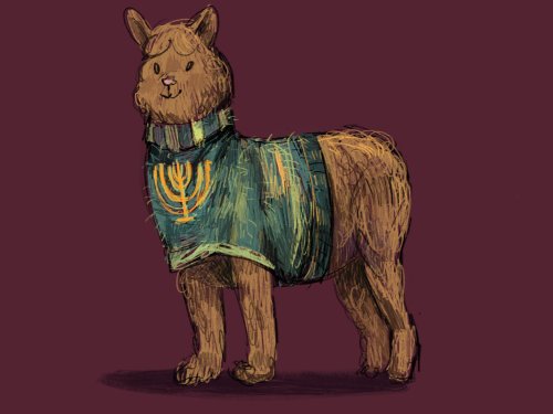 A Hannukalpaca for AnimalSweaterSunday on twitter :]