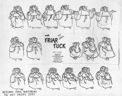 Production art and model sheets for the 1973 Disney feature, Robin Hood.Ten images isn’t enough real
