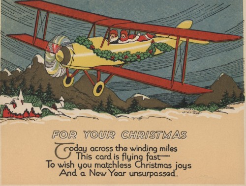 Aviation Christmas Card, 1920s 