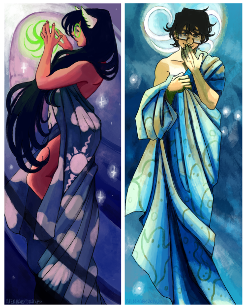 alienbabydraws:A commission of some recreations of Alphonse Mucha’s The Moon and Stars with the beta kids! For @turnipdragon Thanks so much!