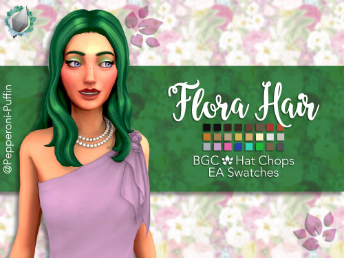 pepperoni-puffin: Flora Hair A new hair with a florally spring-y feel! Base game compatible Hat comp